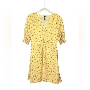 Yellow Cottagecore Prairiecore Lightweight Floral dress UK 10 US 6
